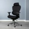 Ergo Fabric Upholstered Office Chair with Optional Headrest and Lumbar Support - OFM Black