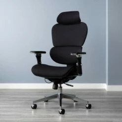 Ergo Fabric Upholstered Office Chair with Optional Headrest and Lumbar Support - OFM Black