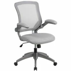 Mid Back Swivel Ergonomic Task Office Chair with Flip Up Arms Gray - Riverstone Furniture