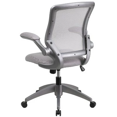 Mid Back Swivel Ergonomic Task Office Chair with Flip Up Arms Gray - Riverstone Furniture 4 Mid Back Swivel Ergonomic Task Office Chair with Flip Up Arms Gray - Riverstone Furniture - Image 2