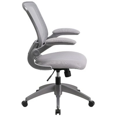 Mid Back Swivel Ergonomic Task Office Chair with Flip Up Arms Gray - Riverstone Furniture 5 Mid Back Swivel Ergonomic Task Office Chair with Flip Up Arms Gray - Riverstone Furniture - Image 3
