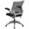 Mid Back Swivel Ergonomic Task Office Chair with Gray Frame and Flip Up Arms Black - Riverstone Furniture