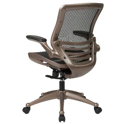 Mid Back Executive Swivel Office Chair with Melrose Gold Frame and Flip Up Arms Black - Riverstone Furniture 3 Mid Back Executive Swivel Office Chair with Melrose Gold Frame and Flip Up Arms Black - Riverstone Furniture