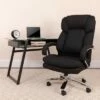 Fabric Rated Executive Swivel Ergonomic Office Chair with Loop Arms Black - Riverstone Furniture -Office Chairs Sales Shop unnamed file 8000