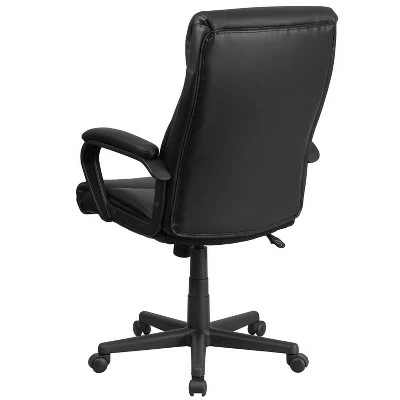 High Back Leather Executive Swivel Office Chair with Slight Mesh Accent and Arms Black - Riverstone Furniture 3 High Back Leather Executive Swivel Office Chair with Slight Mesh Accent and Arms Black - Riverstone Furniture