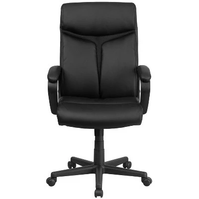 High Back Leather Executive Swivel Office Chair with Slight Mesh Accent and Arms Black - Riverstone Furniture 5 High Back Leather Executive Swivel Office Chair with Slight Mesh Accent and Arms Black - Riverstone Furniture - Image 3