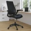 Merrick Lane High-Back Black Faux Leather Executive Swivel Office Chair with Molded Foam Seat and Adjustable Arms