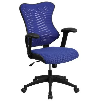 High Back Designer Mesh Executive Swivel Ergonomic Office Chair with Adjustable Arms - Riverstone Furniture Black 6 High Back Designer Mesh Executive Swivel Ergonomic Office Chair with Adjustable Arms - Riverstone Furniture Black - Image 4