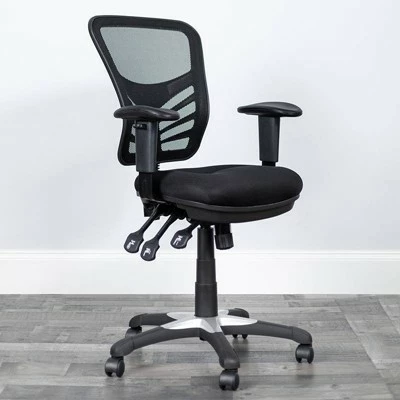 Mid Back Mesh Multifunction Executive Swivel Ergonomic Office Chair - Riverstone Furniture White 7 Mid Back Mesh Multifunction Executive Swivel Ergonomic Office Chair - Riverstone Furniture White - Image 5