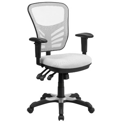 Mid Back Mesh Multifunction Executive Swivel Ergonomic Office Chair - Riverstone Furniture White 16 Mid Back Mesh Multifunction Executive Swivel Ergonomic Office Chair - Riverstone Furniture White - Image 14