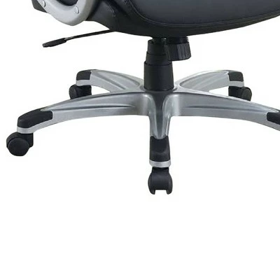 Leatherette with Curved Arms Office Chair Black - Benzara 5 Leatherette with Curved Arms Office Chair Black - Benzara - Image 3