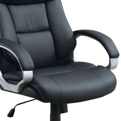 Top Padded Back with Curved Arms Office Chair Black - Benzara 4 Top Padded Back with Curved Arms Office Chair Black - Benzara - Image 2