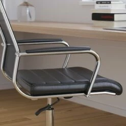 Merrick Lane Black High Mesh-Back Swivel Ergonomic Office Chair with Padded Chrome Arms and Rear Jacket Bar and Faux Leather Seat -Office Chairs Sales Shop unnamed file 8114