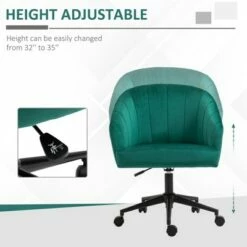 HOMCOM Retro Mid-Back Swivel Fabric Computer Desk Chair Height Adjustable with Metal Base Leisure Task Chair on Rolling Wheels for Home Office Green -Office Chairs Sales Shop unnamed file 8131