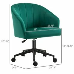 HOMCOM Retro Mid-Back Swivel Fabric Computer Desk Chair Height Adjustable with Metal Base Leisure Task Chair on Rolling Wheels for Home Office Green -Office Chairs Sales Shop unnamed file 8132