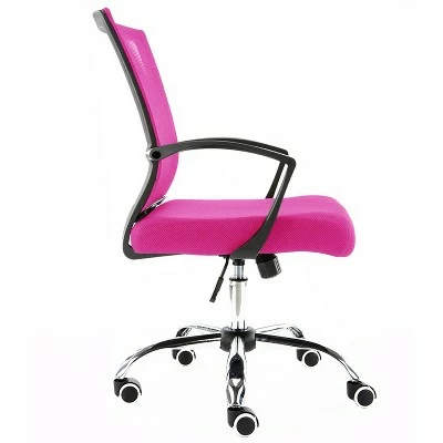 Modern Home Zuna Ergonomic Design Breathable Mesh Modern Mid Back Office Desk Chair with Lumbar Support, Steel Base, and Rolling Wheels, Black & Pink 4 Modern Home Zuna Ergonomic Design Breathable Mesh Modern Mid Back Office Desk Chair with Lumbar Support, Steel Base, and Rolling Wheels, Black & Pink - Image 2