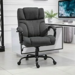 Vinsetto Big and Tall Ergonomic Executive Office Computer Chair 500lbs High with Upholste Thick Padding Headrest and Armrest Linen