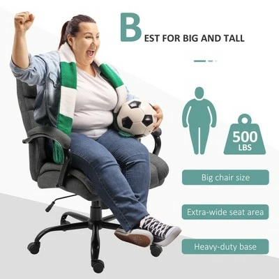 Vinsetto Big and Tall Ergonomic Executive Office Computer Chair 500lbs High with Upholste Thick Padding Headrest and Armrest Linen 4 Vinsetto Big and Tall Ergonomic Executive Office Computer Chair 500lbs High with Upholste Thick Padding Headrest and Armrest Linen - Image 2