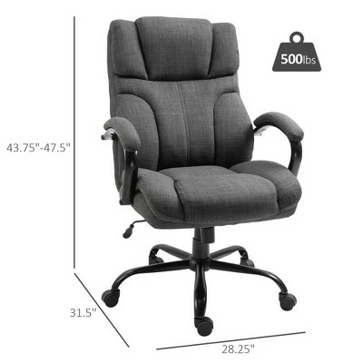 Vinsetto Big and Tall Ergonomic Executive Office Computer Chair 500lbs High with Upholste Thick Padding Headrest and Armrest Linen 6 Vinsetto Big and Tall Ergonomic Executive Office Computer Chair 500lbs High with Upholste Thick Padding Headrest and Armrest Linen - Image 4