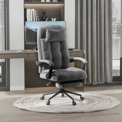 Vinsetto Executive LinenFeel Fabric Office Chair High Back Swivel Task Chair with Upholste Retractable Footrest Headrest and Armrest 3 Vinsetto Executive LinenFeel Fabric Office Chair High Back Swivel Task Chair with Upholste Retractable Footrest Headrest and Armrest