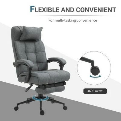 Vinsetto Executive LinenFeel Fabric Office Chair High Back Swivel Task Chair with Upholste Retractable Footrest Headrest and Armrest 7 Vinsetto Executive LinenFeel Fabric Office Chair High Back Swivel Task Chair with Upholste Retractable Footrest Headrest and Armrest - Image 5