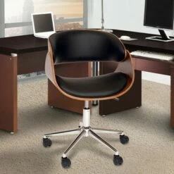 Julian Modern Chair Black/Walnut Veneer Back/Chrome - Armen Living -Office Chairs Sales Shop unnamed file 8195