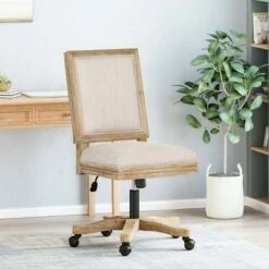 Sandine Rustic Upholstered Swivel Office Chair - Christopher Knight Home Beige/natural