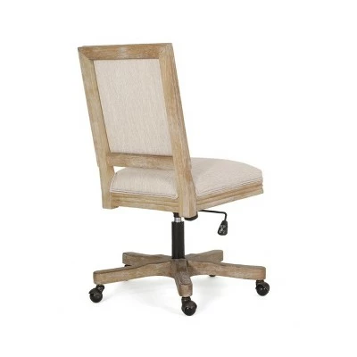 Sandine Rustic Upholstered Swivel Office Chair - Christopher Knight Home Beige/natural 4 Sandine Rustic Upholstered Swivel Office Chair - Christopher Knight Home Beige/natural - Image 2
