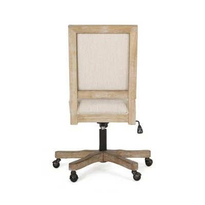 Sandine Rustic Upholstered Swivel Office Chair - Christopher Knight Home Beige/natural 7 Sandine Rustic Upholstered Swivel Office Chair - Christopher Knight Home Beige/natural - Image 5