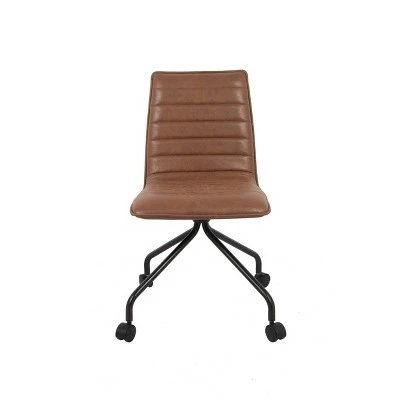 Modern Office Chair with Channeling - WOVENBYRD Walnut Faux Leather 13 Modern Office Chair with Channeling - WOVENBYRD Walnut Faux Leather - Image 11