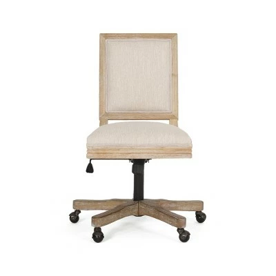 Sandine Rustic Upholstered Swivel Office Chair - Christopher Knight Home Beige/natural 12 Sandine Rustic Upholstered Swivel Office Chair - Christopher Knight Home Beige/natural - Image 10