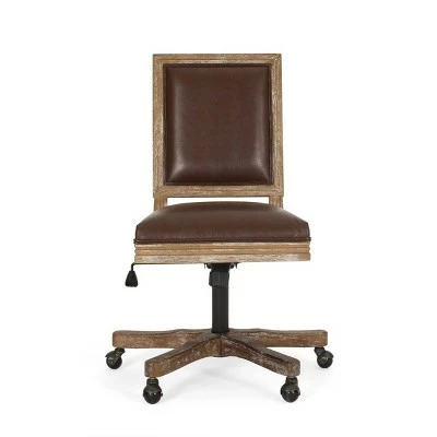 Sandine Rustic Upholstered Swivel Office Chair - Christopher Knight Home Beige/natural 15 Sandine Rustic Upholstered Swivel Office Chair - Christopher Knight Home Beige/natural - Image 13