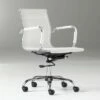 Studio 55D Lealand White and Chrome Low Back Desk Chair