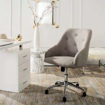 Evelynn Tufted Swivel Office Chair - Safavieh Gray 3 Evelynn Tufted Swivel Office Chair - Safavieh Gray