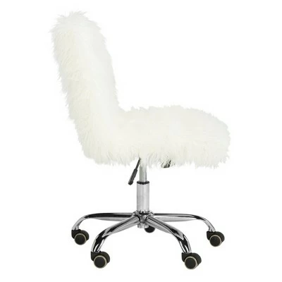 Whitney Faux Sheepskin Chrome Leg Swivel Office Chair - Safavieh White/gold 5 Whitney Faux Sheepskin Chrome Leg Swivel Office Chair - Safavieh White/gold - Image 3