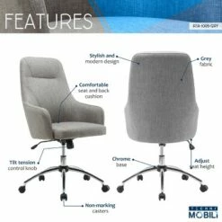Comfy Height Adjustable Rolling Office Desk Chair- Gray- Techni Mobili -Office Chairs Sales Shop unnamed file 840