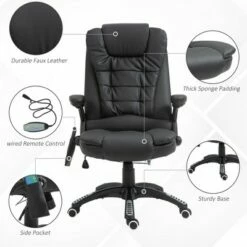 HomCom High Back Faux Leather Adjustable Heated Executive Massage Office Chair -Office Chairs Sales Shop unnamed file 8416