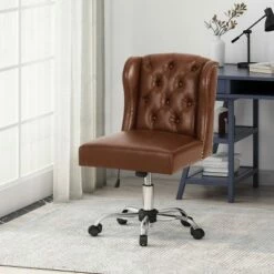 Beltagh Contemporary Wingback Tufted Swivel Office Chair - Christopher Knight Home Midnight Black/chrome