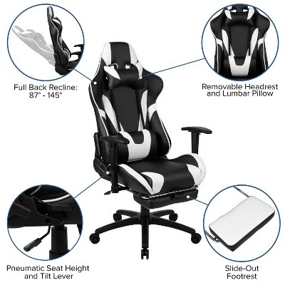 Emma and Oliver Racing Gaming Ergonomic Chair with Reclining Back, Footrest in Red LeatherSoft 6 Emma and Oliver Racing Gaming Ergonomic Chair with Reclining Back, Footrest in Red LeatherSoft - Image 4