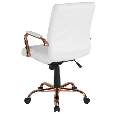 Mid Back Leather Executive Swivel Office Chair White/Rose Gold - Riverstone Furniture 3 Mid Back Leather Executive Swivel Office Chair White/Rose Gold - Riverstone Furniture