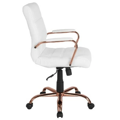 Mid Back Leather Executive Swivel Office Chair White/Rose Gold - Riverstone Furniture 4 Mid Back Leather Executive Swivel Office Chair White/Rose Gold - Riverstone Furniture - Image 2