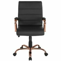 Mid Back Leather Executive Swivel Office Chair Black/Rose Gold - Riverstone Furniture -Office Chairs Sales Shop unnamed file 8535