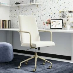 Adore Decor Giselle Gold Desk Chair - Adore Décor Blue