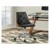 Diamond Mid-Century Office Chair in Chrome finish with Tufted Black Faux Leather and Walnut Veneer Back - Armen Living -Office Chairs Sales Shop unnamed file 8631