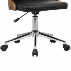 Diamond Mid-Century Office Chair in Chrome finish with Tufted Black Faux Leather and Walnut Veneer Back - Armen Living -Office Chairs Sales Shop unnamed file 8637