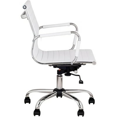 Studio 55D Modern Home Office Chair Swivel Tilt Low Back White Black Chrome Adjustable for Work Desk Home Office Computer 7 Studio 55D Modern Home Office Chair Swivel Tilt Low Back White Black Chrome Adjustable for Work Desk Home Office Computer - Image 5