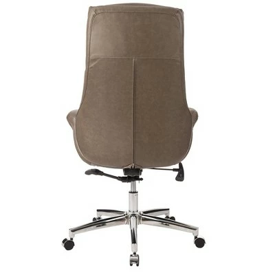 Mid-Century Modern Brownish Leatherette Adjustable Swivel High Back Office Chair Gray - Glitzhome 4 Mid-Century Modern Brownish Leatherette Adjustable Swivel High Back Office Chair Gray - Glitzhome - Image 2