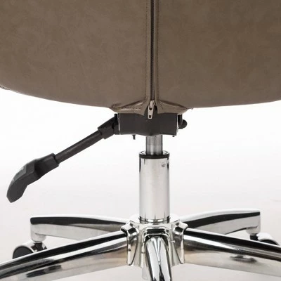 Mid-Century Modern Brownish Leatherette Adjustable Swivel High Back Office Chair Gray - Glitzhome 5 Mid-Century Modern Brownish Leatherette Adjustable Swivel High Back Office Chair Gray - Glitzhome - Image 3