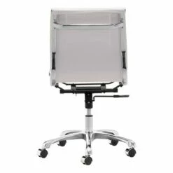 Ergonomic Upholstered Adjustable Armless Office Chair - White - ZM Home