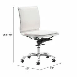 Ergonomic Upholstered Adjustable Armless Office Chair - White - ZM Home -Office Chairs Sales Shop unnamed file 8669
